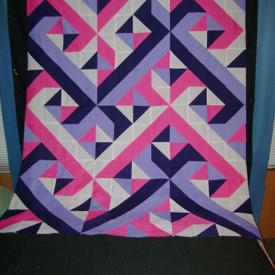 finished quilt, liked desgin so much that I made two more, green with  flowers,