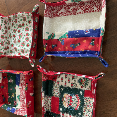 4 Tidy Trays were filled with pine cones for the Christmas table!