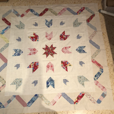 A problem with my background fabric gives a different aspect to my lap.....