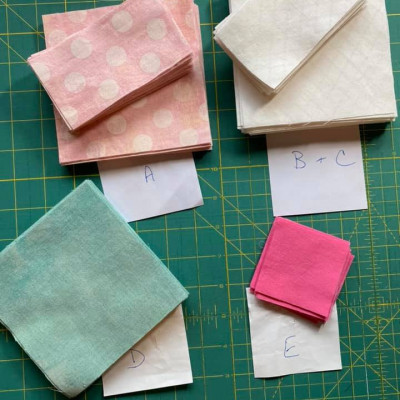My fabrics for the Spinning Bow Tie are cut and ready to sew!