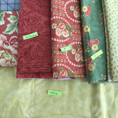 My fabrics for first quilt.